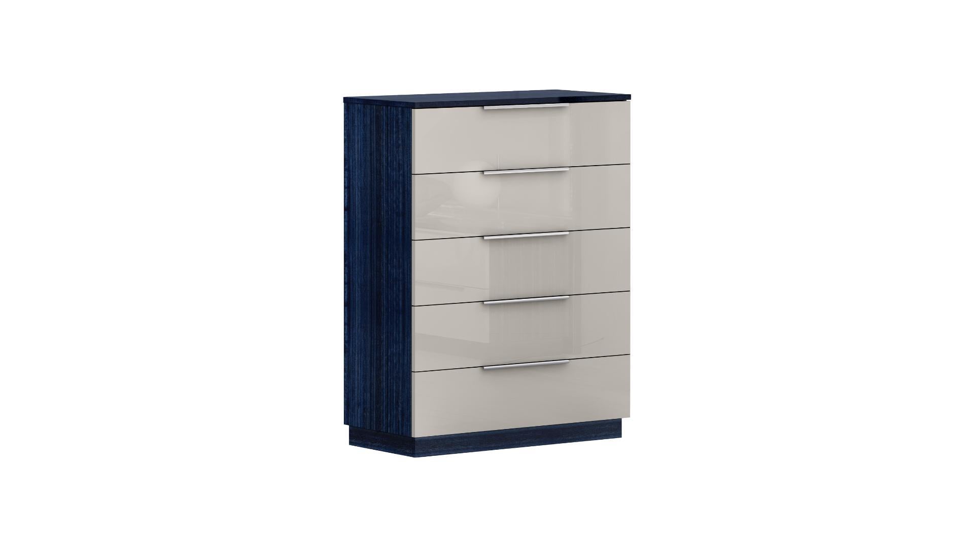 Maria Blue & Off White Lacquer 5 Drawer Chest 1481(Discontinued)