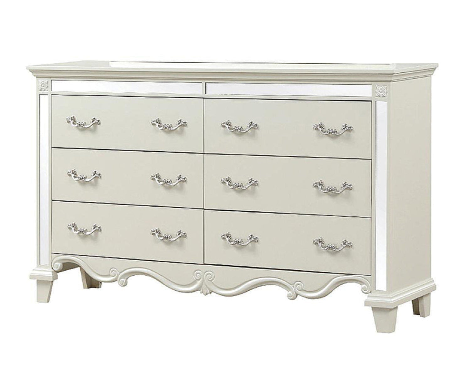 Milan Cream 6 Drawer Dresser & Mirror 1381