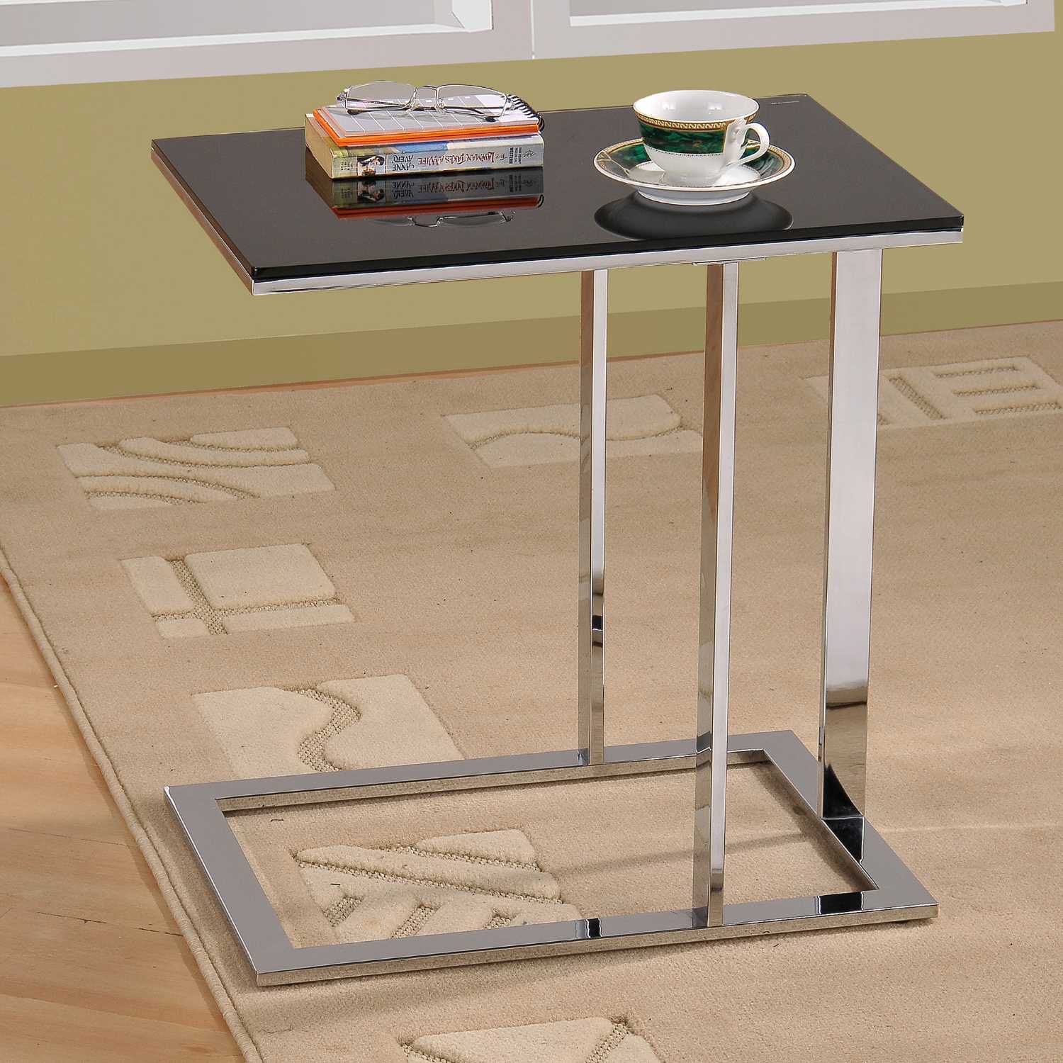 MOD Black Tempered Glass Accent Table ( OPEN BOX )