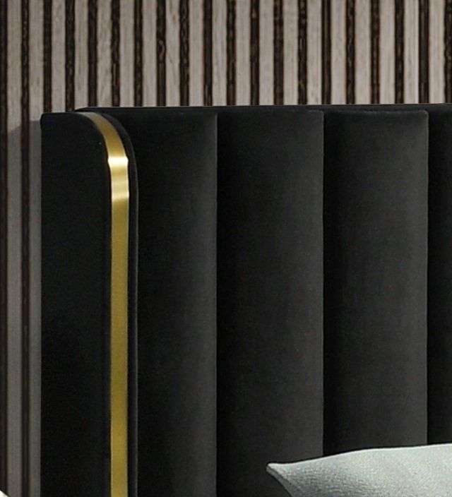 Madison Black Velvet Bedroom Set With Vertical Tufting on Headboard