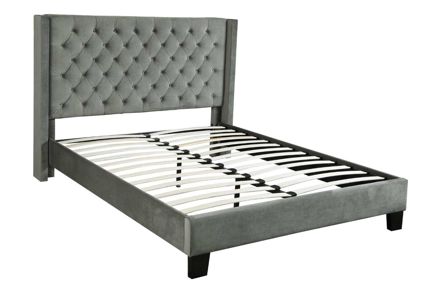 Magnum Tufted Grey Platform Bed 7007