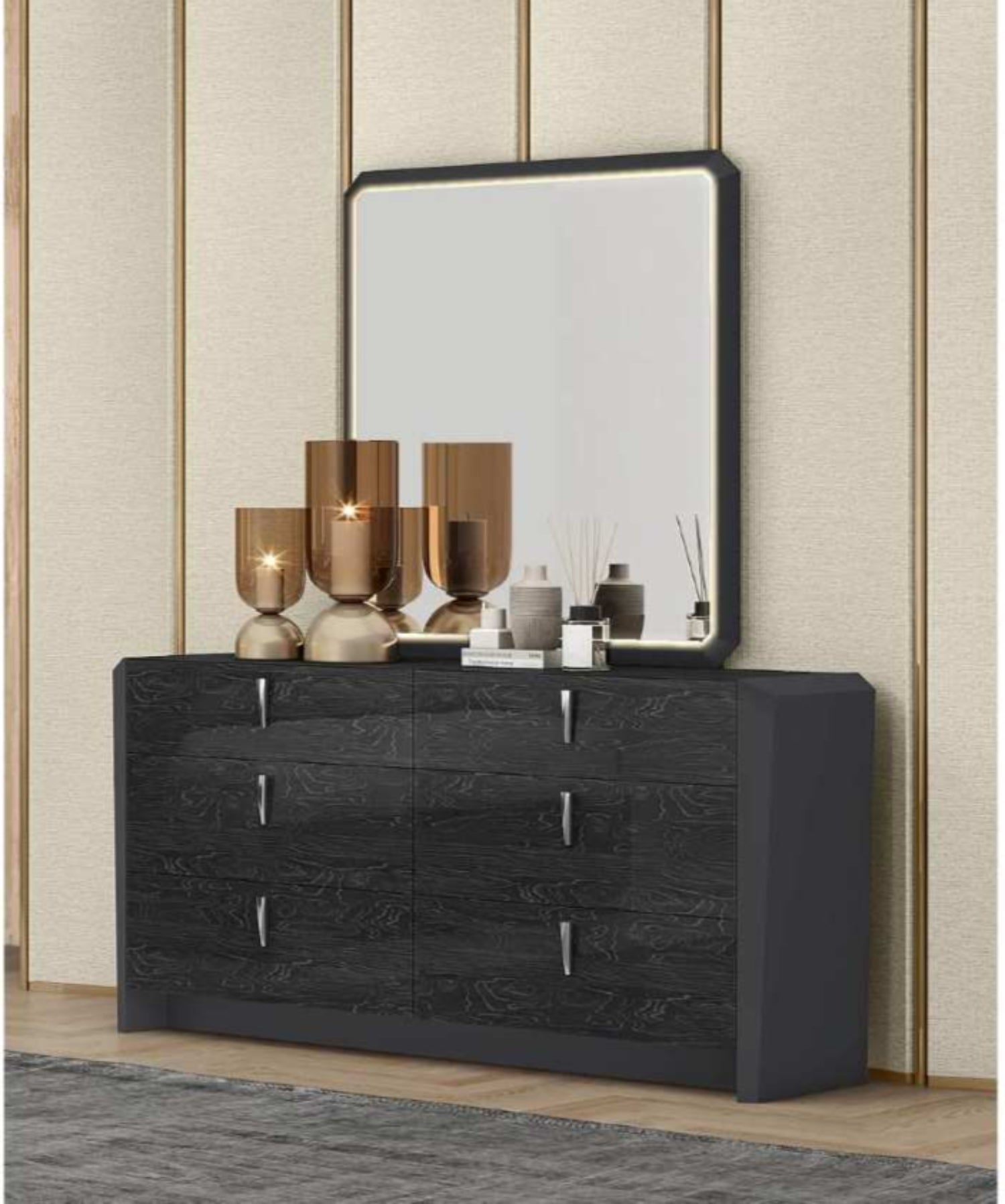 Grey dresser & Mirror