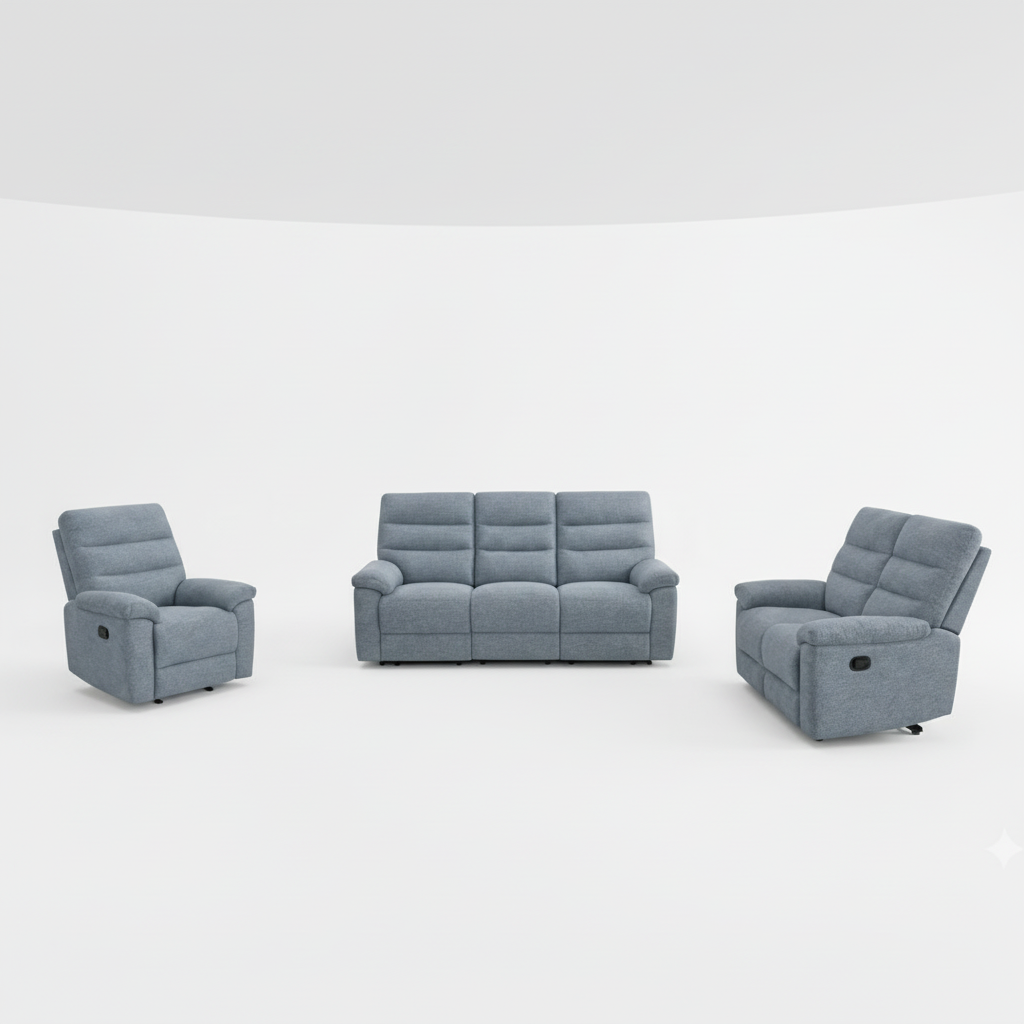 Marco Grey Fabric Manual Recliner Sofa Set 51358