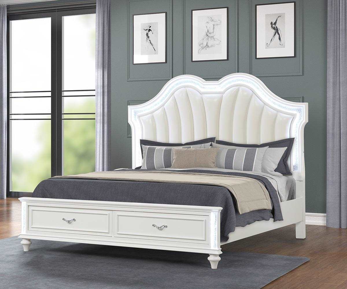 Marigold Solid Wood Bed With LED Light White 2316