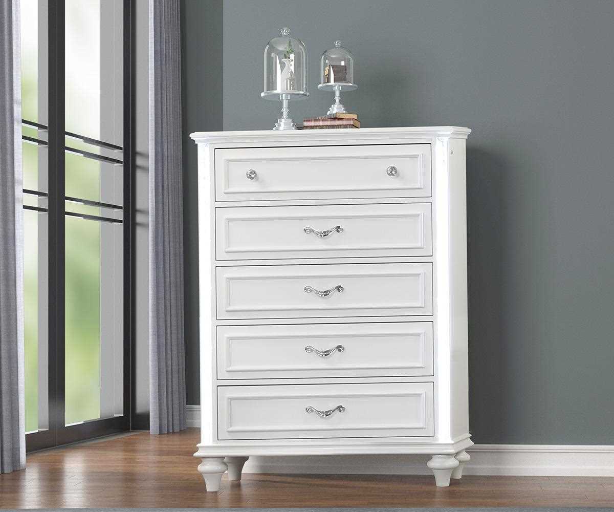 Marigold Solid Wood 5 Drawer Chest White 2316