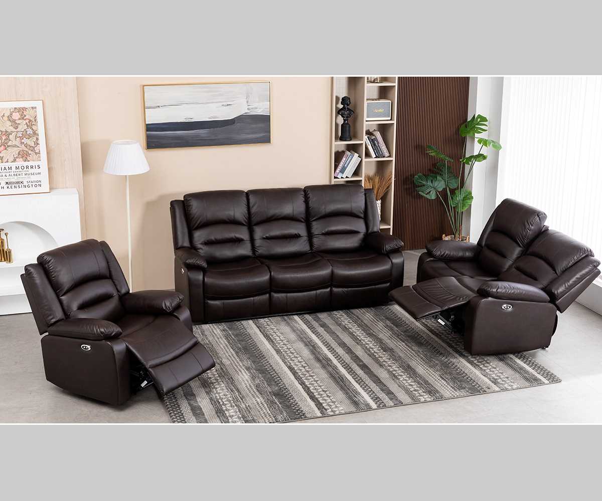 Martini Power Recliner Sofa Collection Chocolate Brown Leathaire 8361
