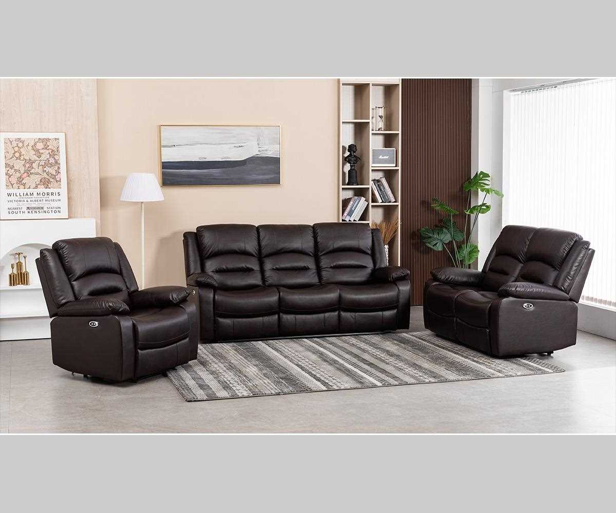 Martini Power Recliner Sofa Collection Chocolate Brown Leathaire 8361