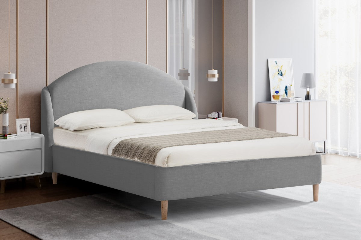 Mason Grey Fabric Platform Bed with Curved Wings 23104
