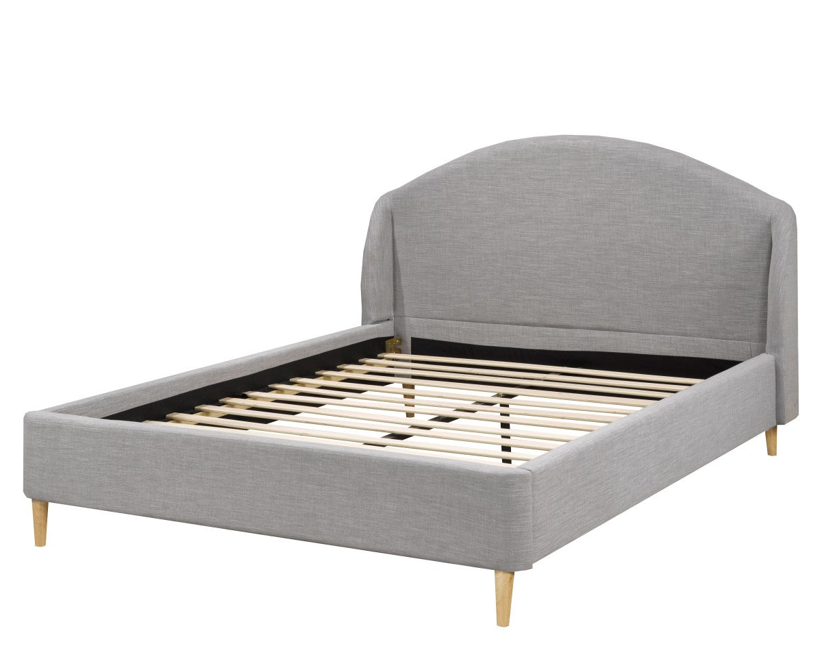 Mason Grey Fabric Platform Bed with Curved Wings 23104