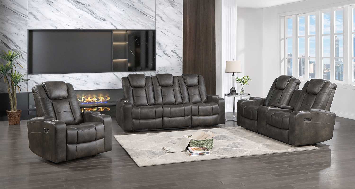 McBride Power Reclining Collection Brown-Grey 9213