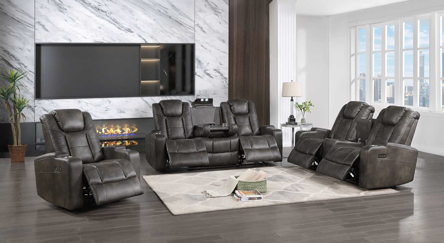 McBride Power Reclining Collection Brown-Grey 9213