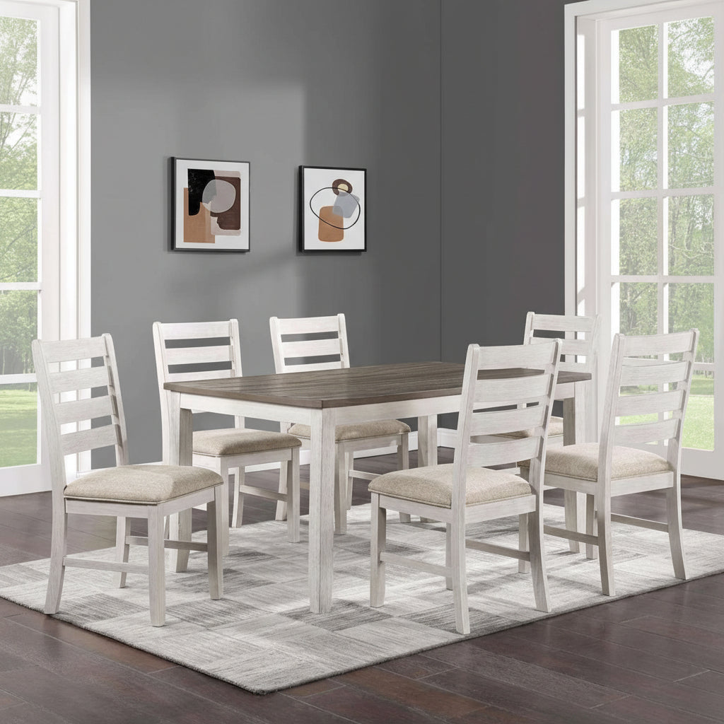 Melbourne White 7-Piece Wooden Dining Set DTS4600