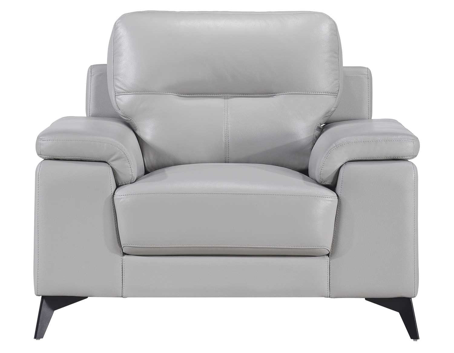 Mischa Top Grain Leather Chair Silver Grey 9514