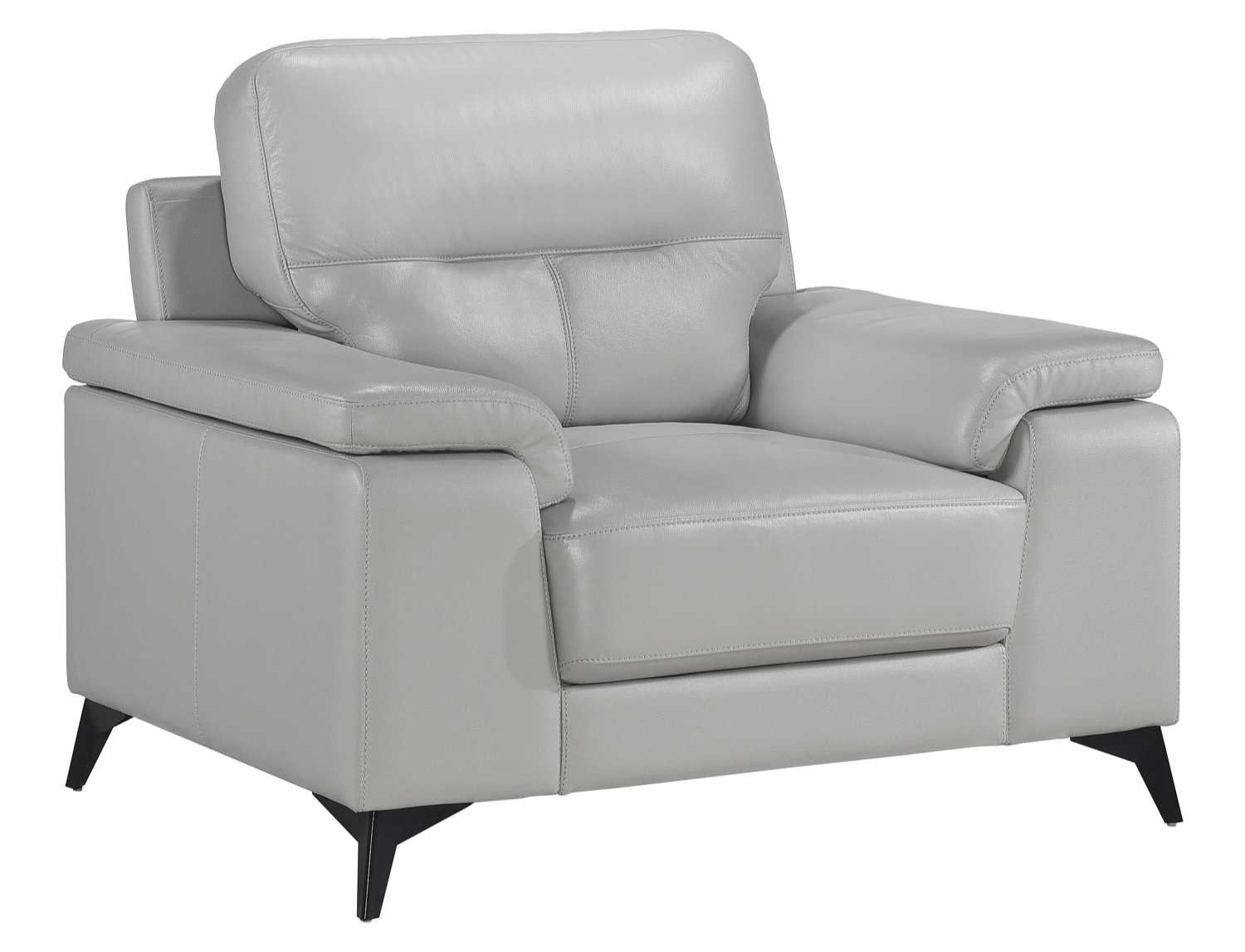 Mischa Top Grain Leather Chair Silver Grey 9514
