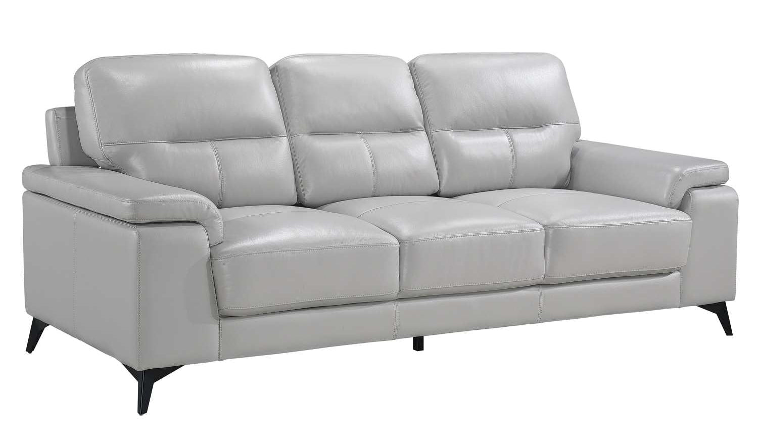 Mischa Top Grain Leather Sofa Silver Grey 9514