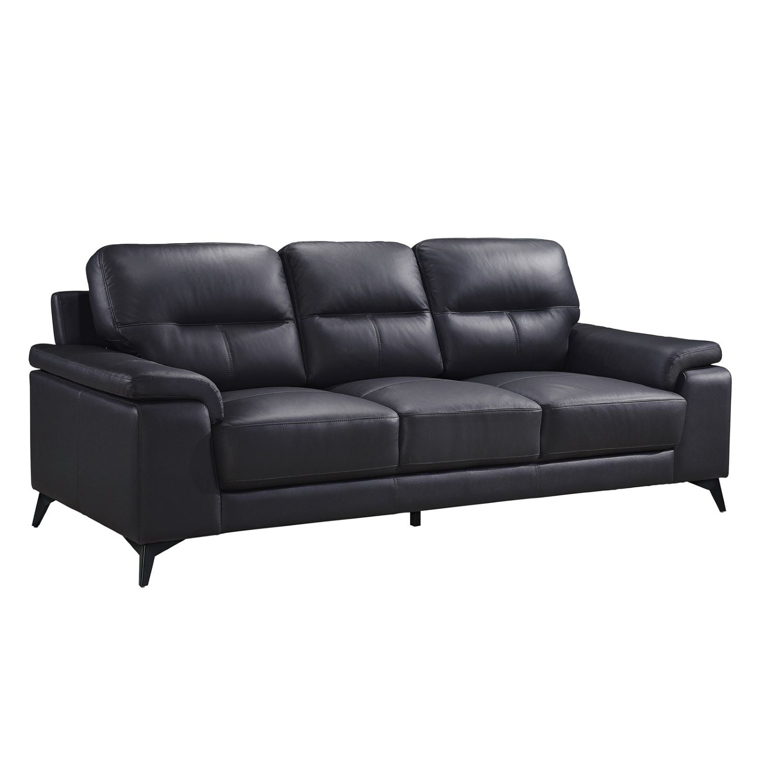 Mischa Top Grain Leather Sofa Set Black 9514