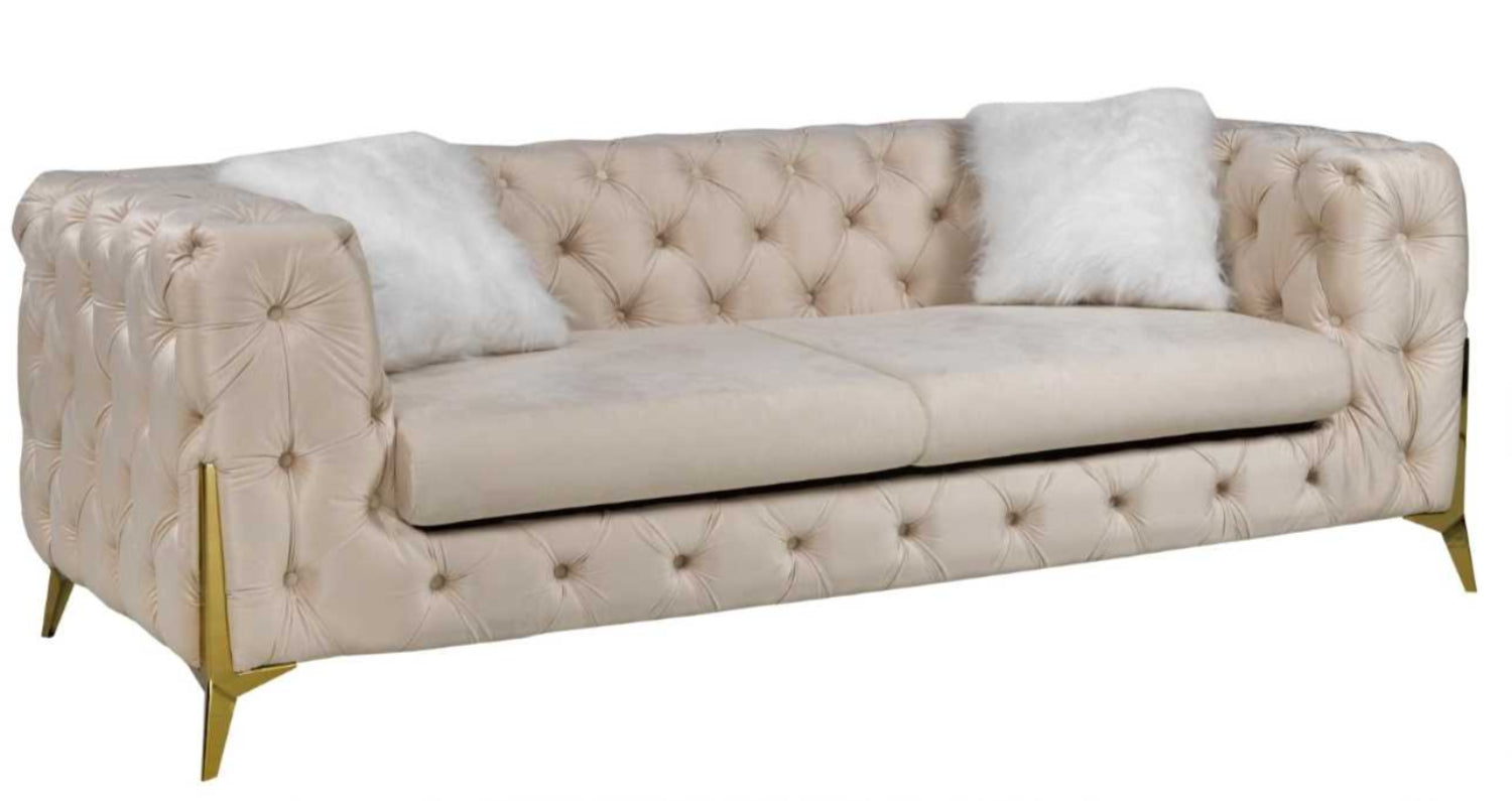 Beige velvet sofa