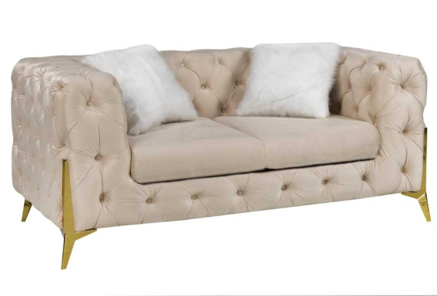 Beige velvet loveseat
