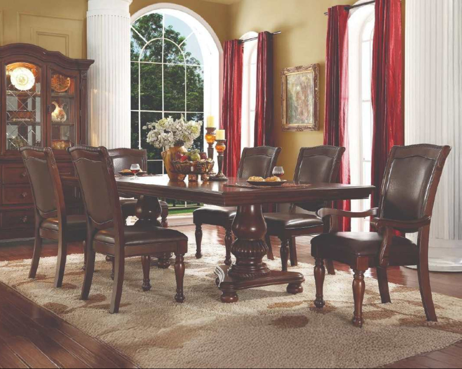 Molly Traditional Wooden Dining Table with Padded Leather Upholstery Chair 1470