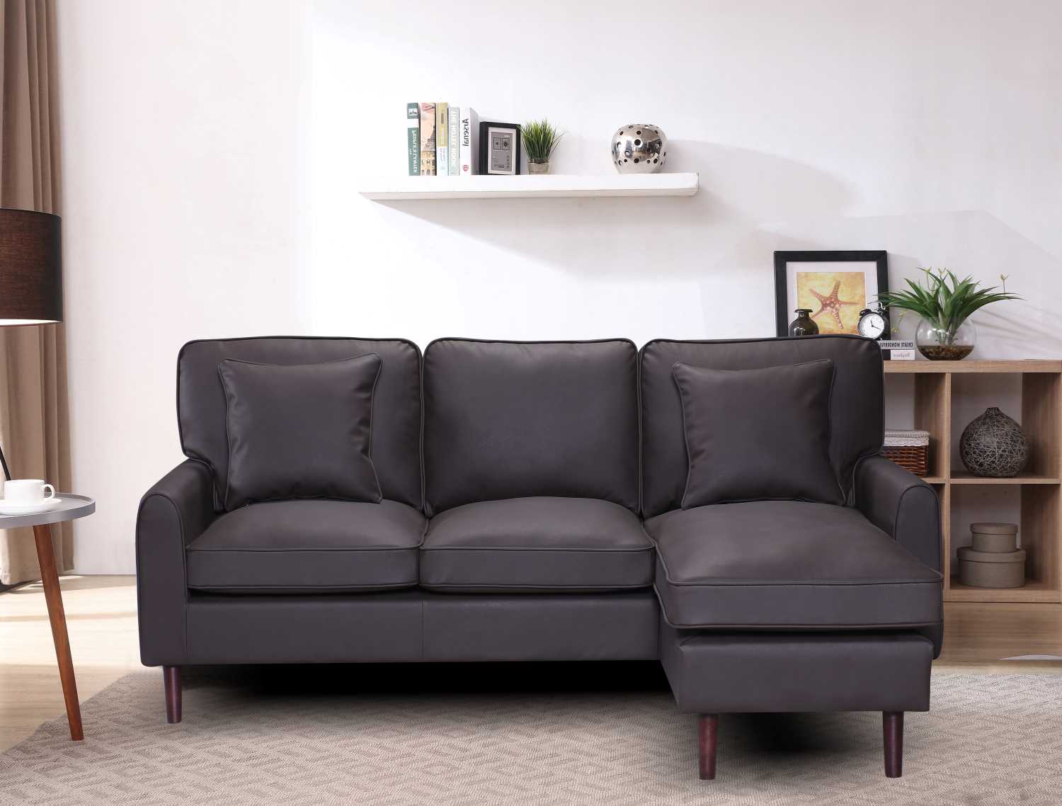 Mona Brown  PU Sectional Sofa