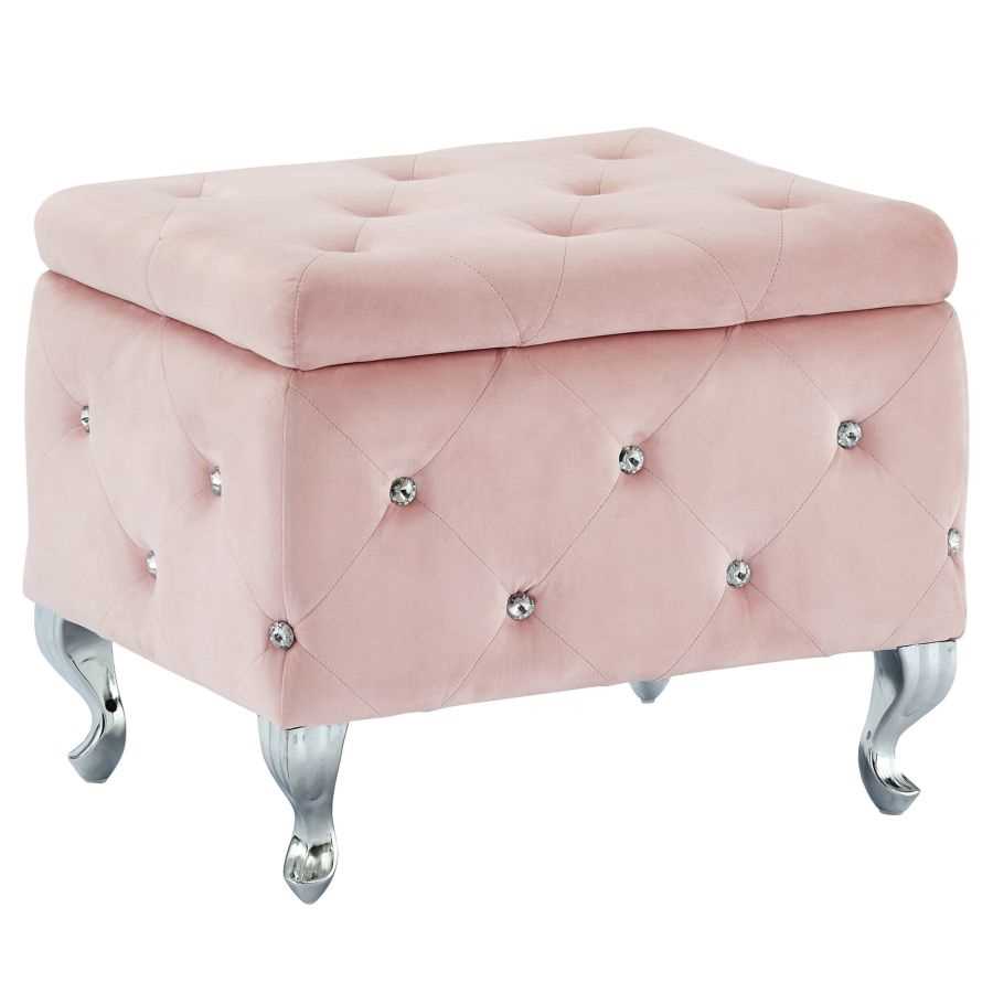 Monique Square Storage Ottoman in Blush Pink 402-130SM-BSH