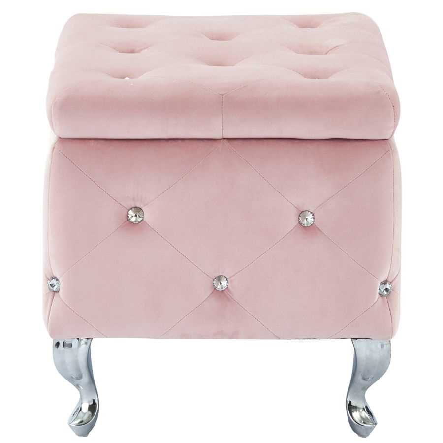 Monique Square Storage Ottoman in Blush Pink 402-130SM-BSH