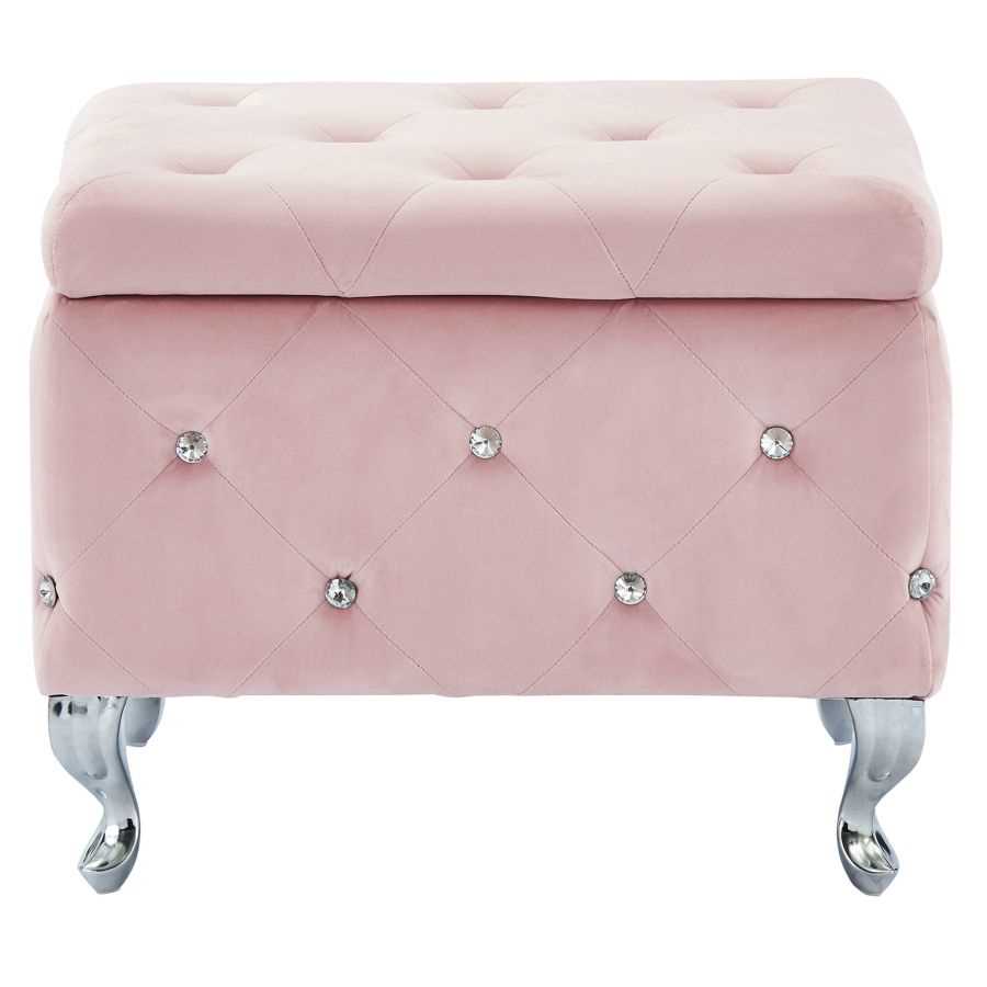 Monique Square Storage Ottoman in Blush Pink 402-130SM-BSH