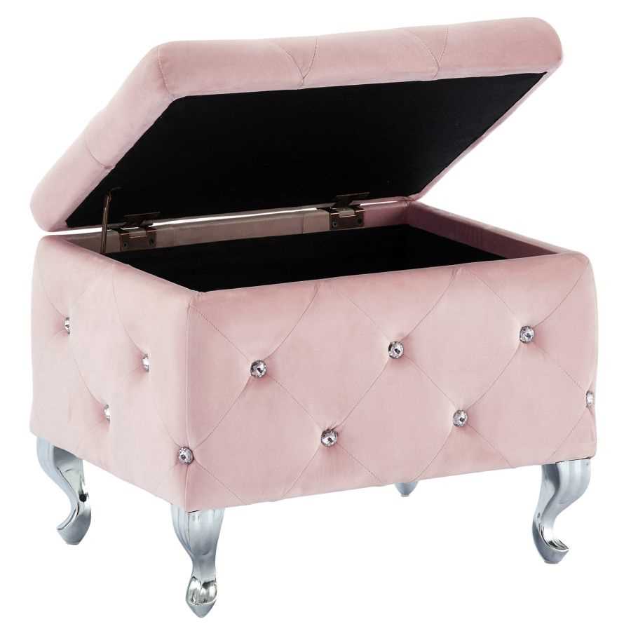 Monique Square Storage Ottoman in Blush Pink 402-130SM-BSH