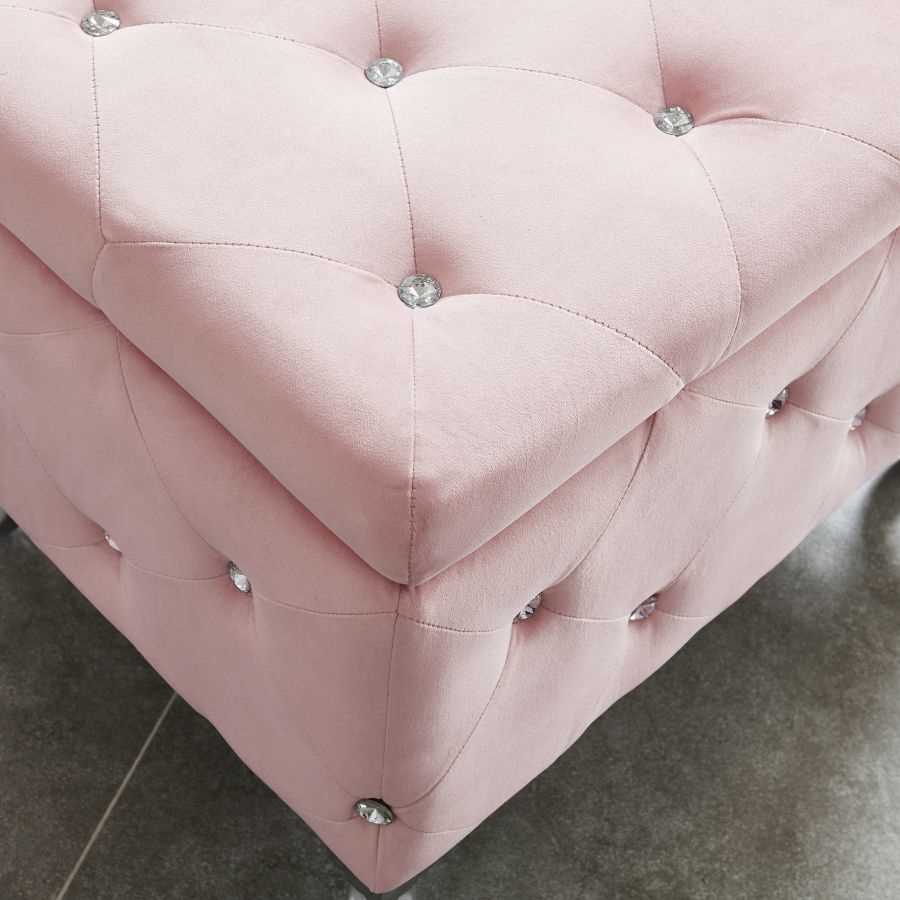 Monique Square Storage Ottoman in Blush Pink 402-130SM-BSH