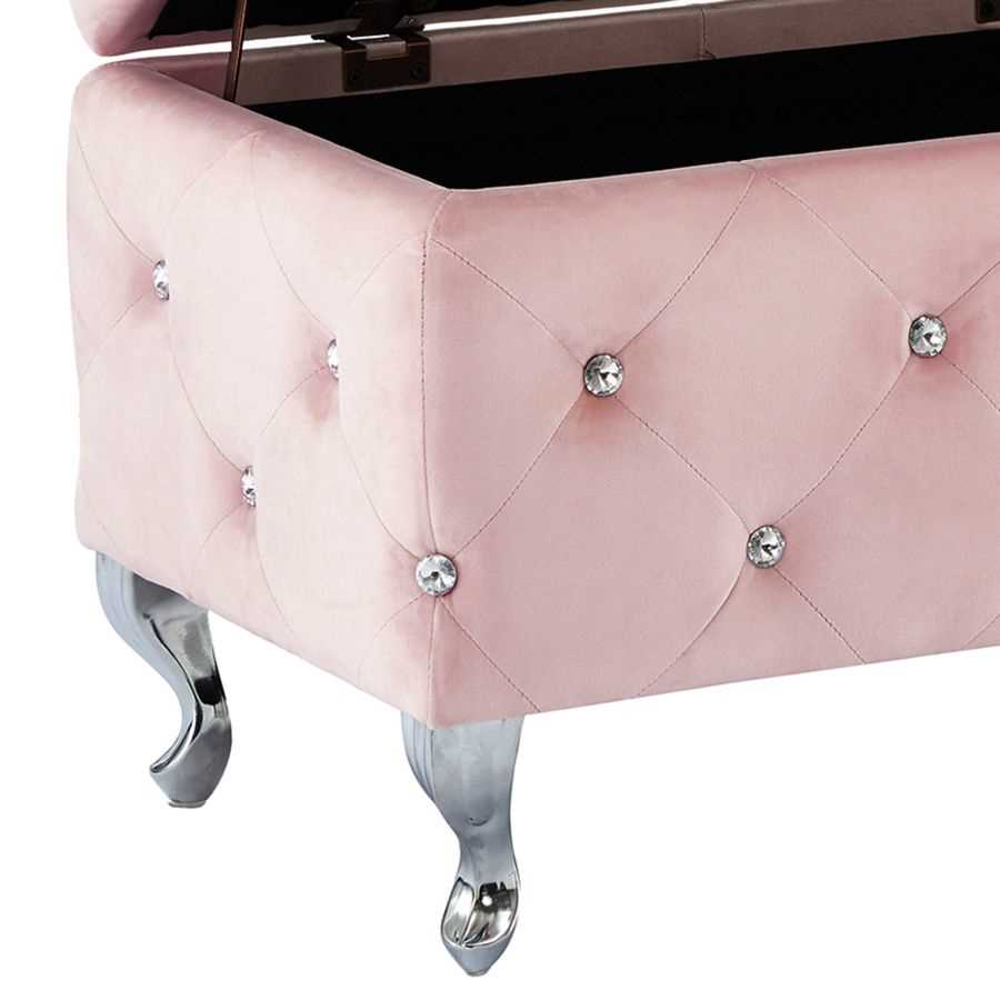 Monique Square Storage Ottoman in Blush Pink 402-130SM-BSH