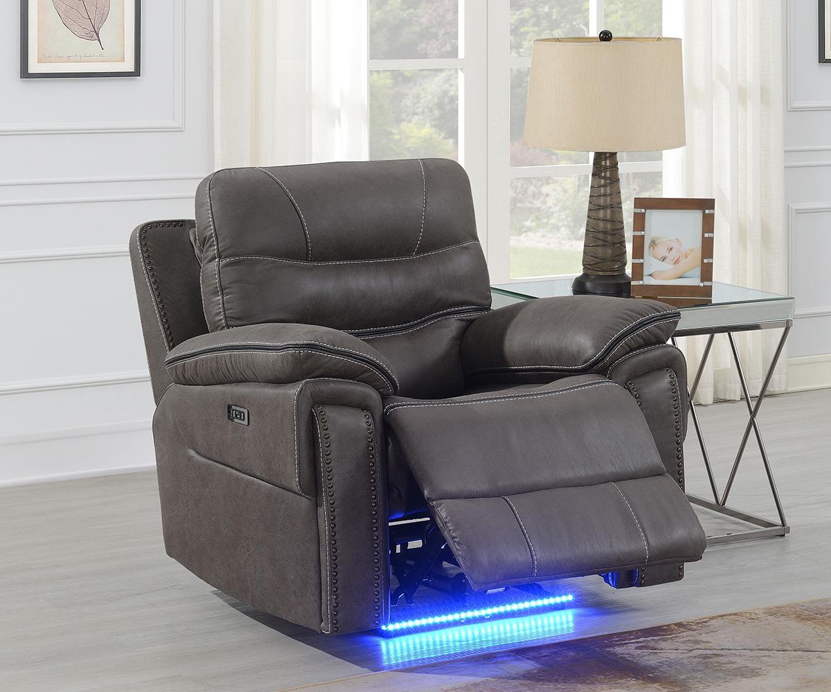 Morgan Power Recliner Chair in Grey Leathaire 9199