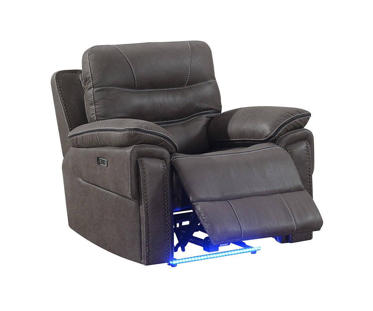 Morgan Power Recliner Chair in Grey Leathaire 9199