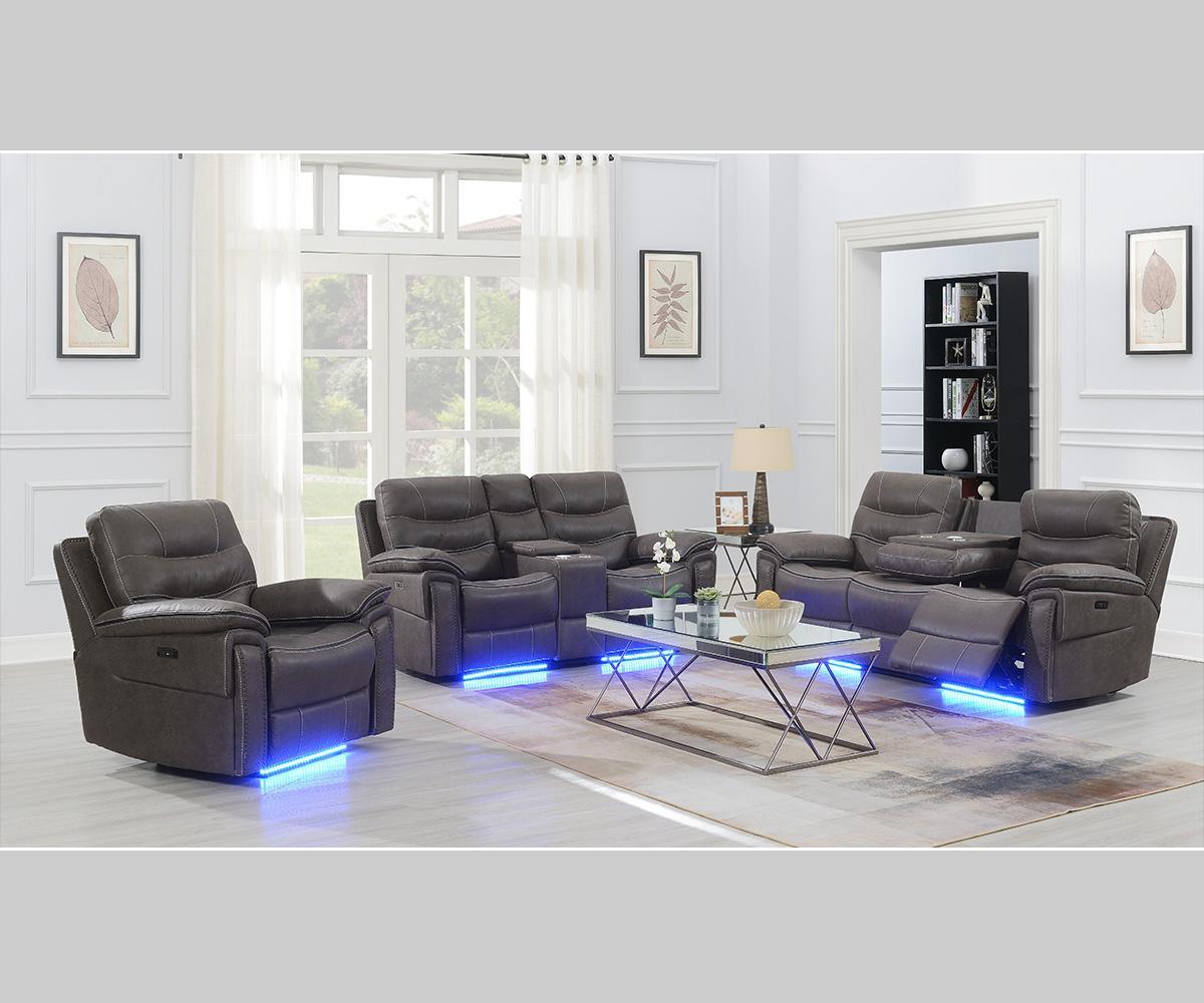 Morgan Power Recliner Sofa Set in Grey Leathaire 9199