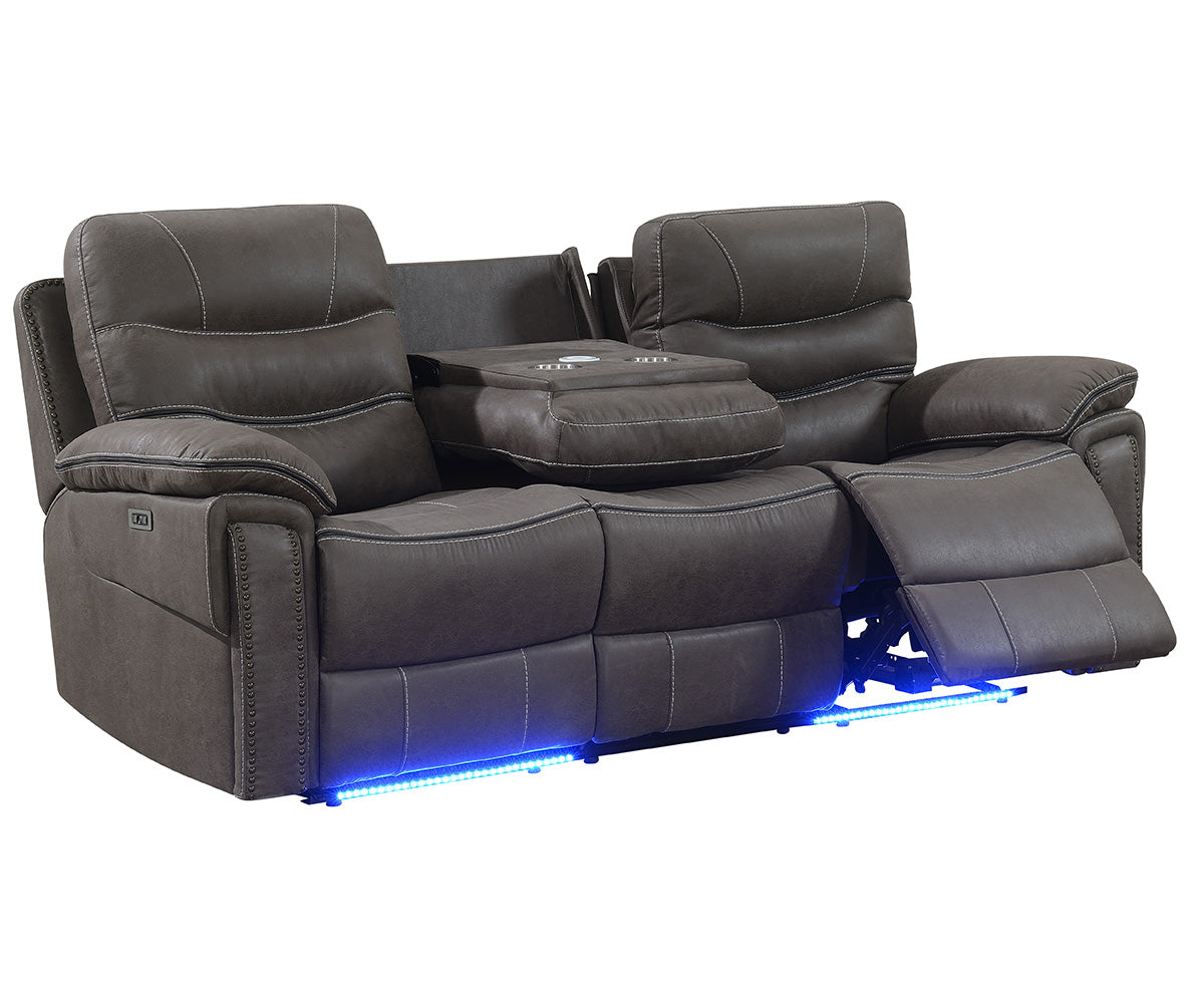 Morgan Power Recliner Sofa in Grey Leathaire 9199