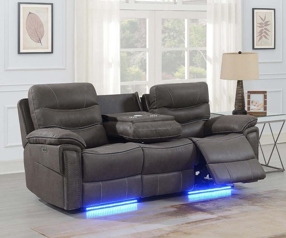 Morgan Power Recliner Sofa in Grey Leathaire 9199