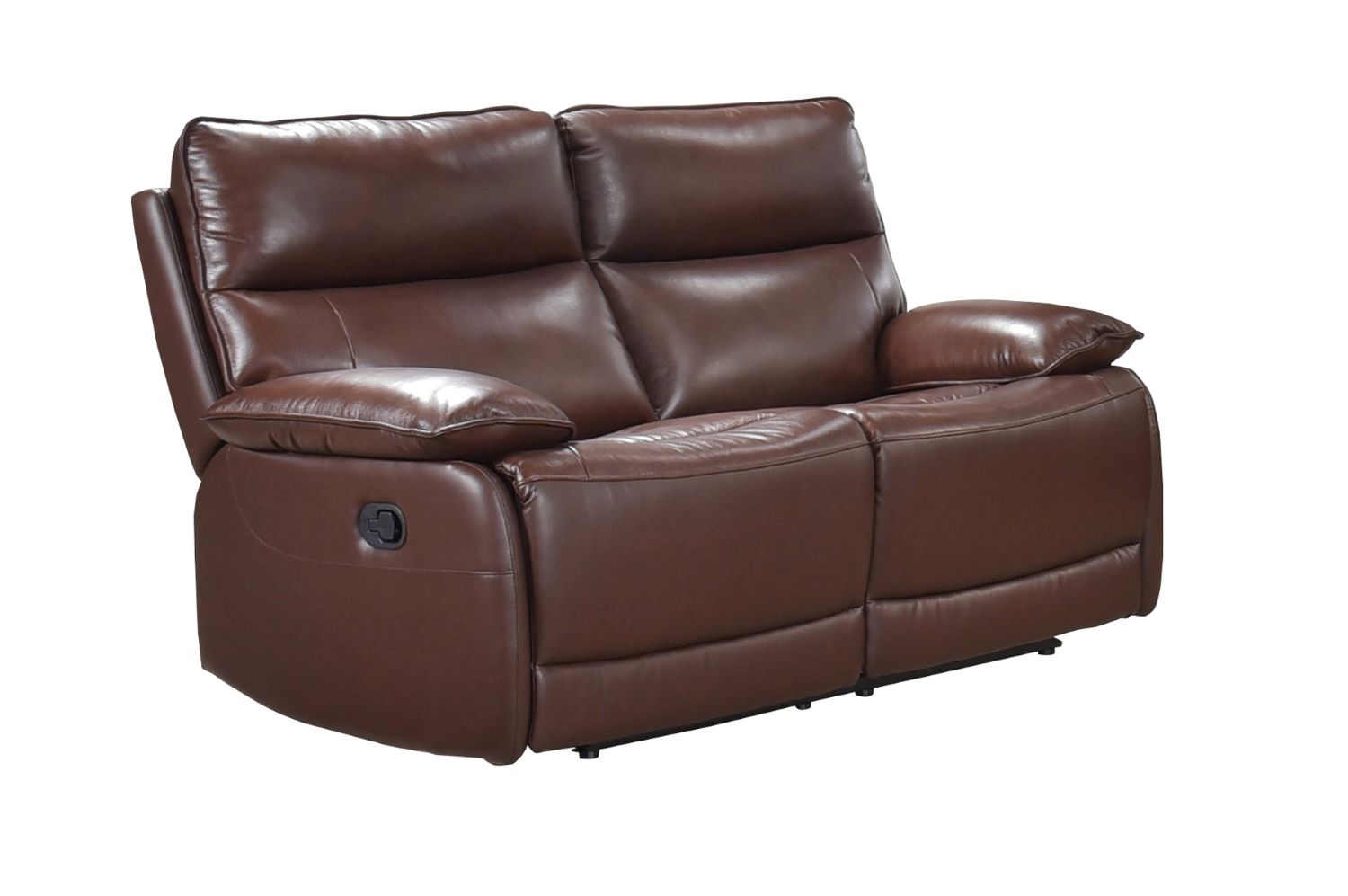 Morocco Brown Top Grain Leather Manual Recliner Sofa Set 9736