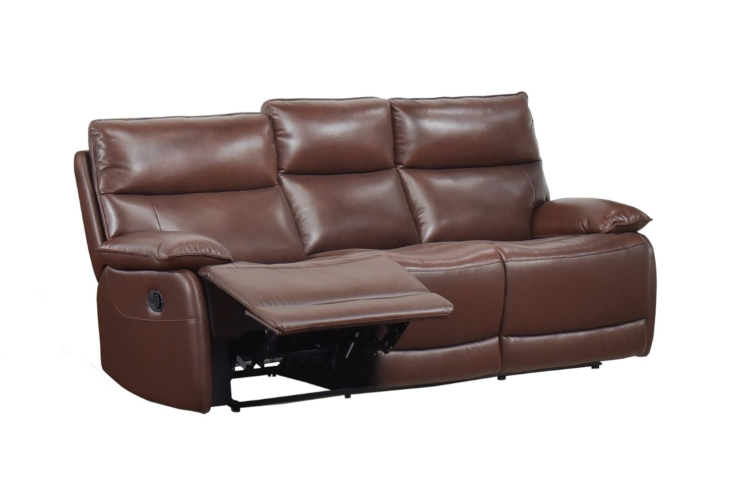 Morocco Brown Top Grain Leather Manual Recliner Sofa Set 9736