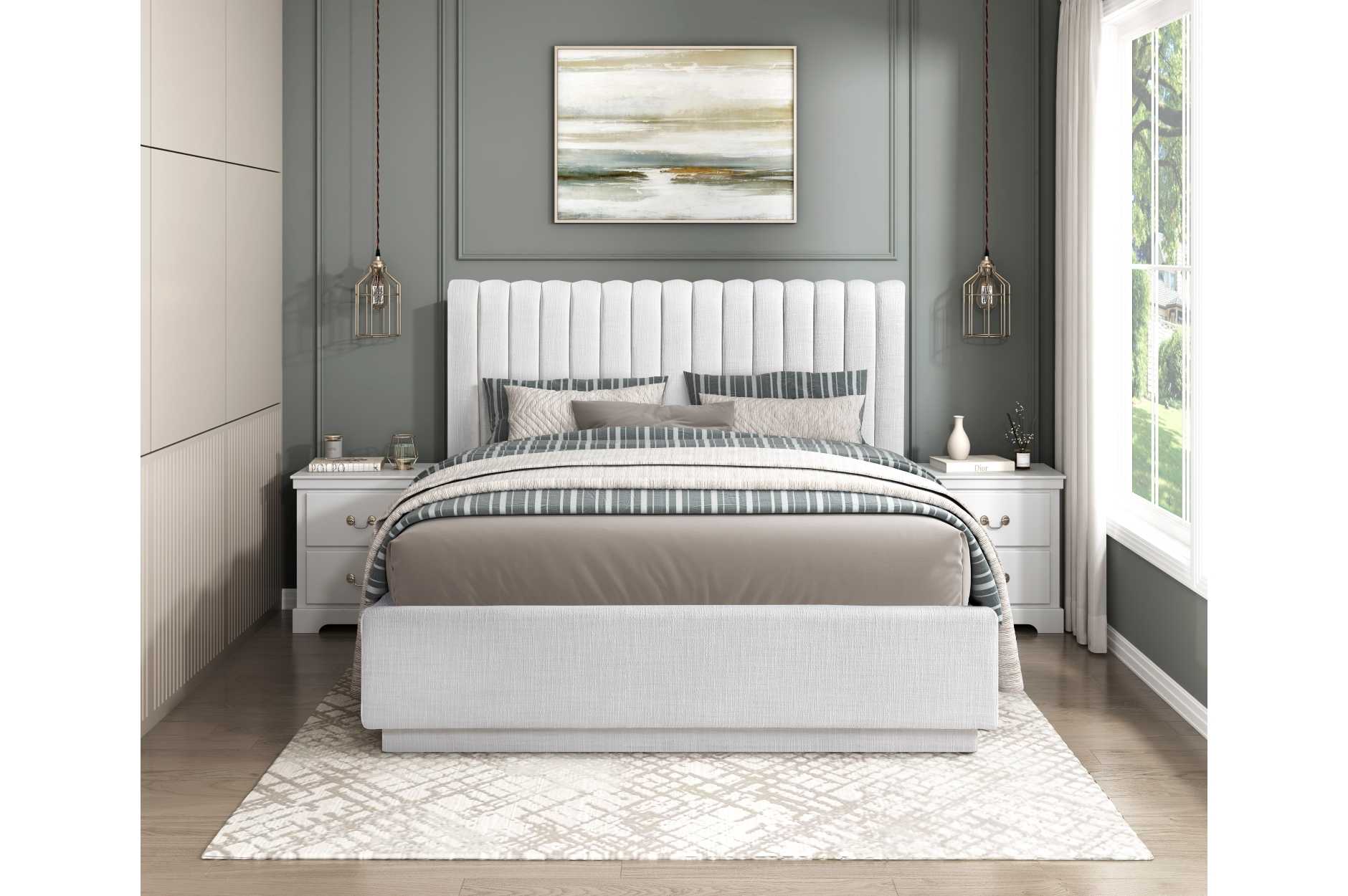 Mulvane Luxurious Natural Channel Tufted Platform Bed 2320