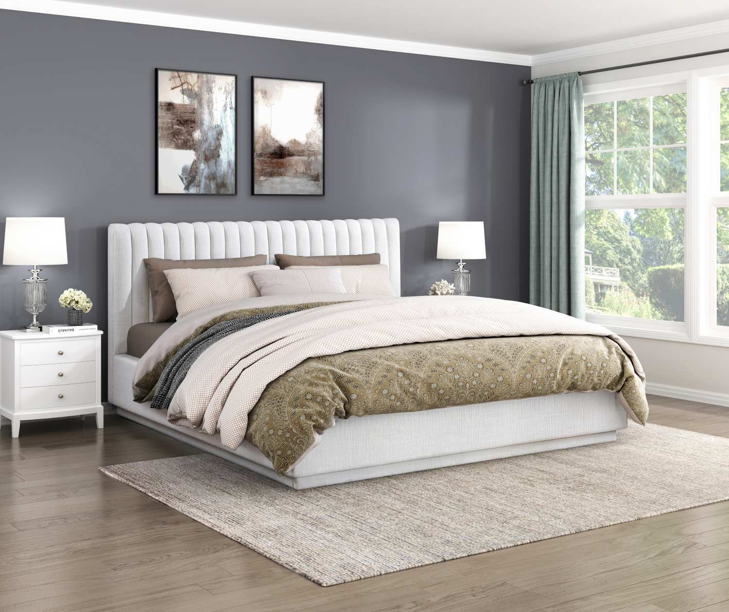 Mulvane Luxurious Natural Channel Tufted Platform Bed 2320