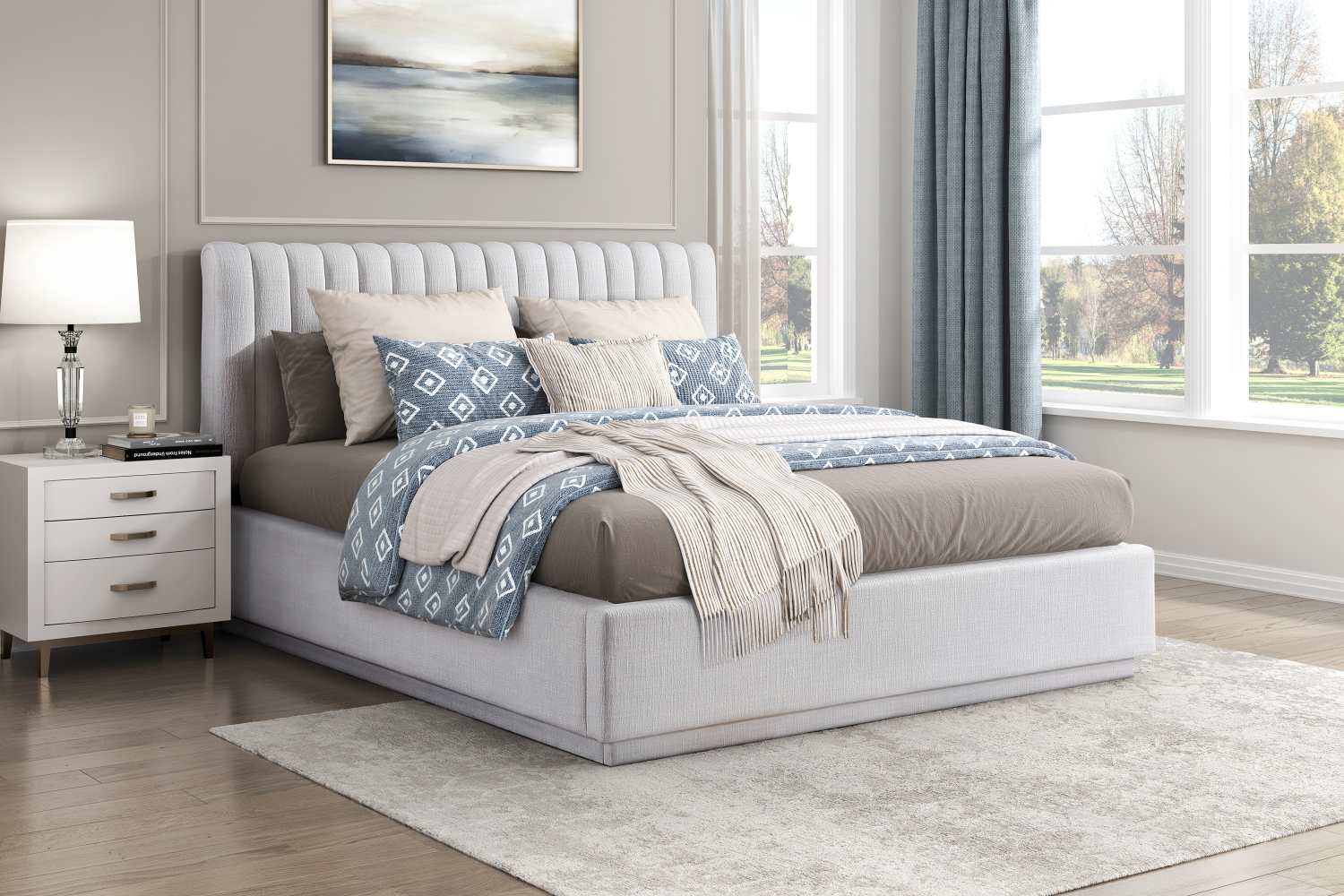 Mulvane Luxurious Natural Channel Tufted Platform Bed 2320