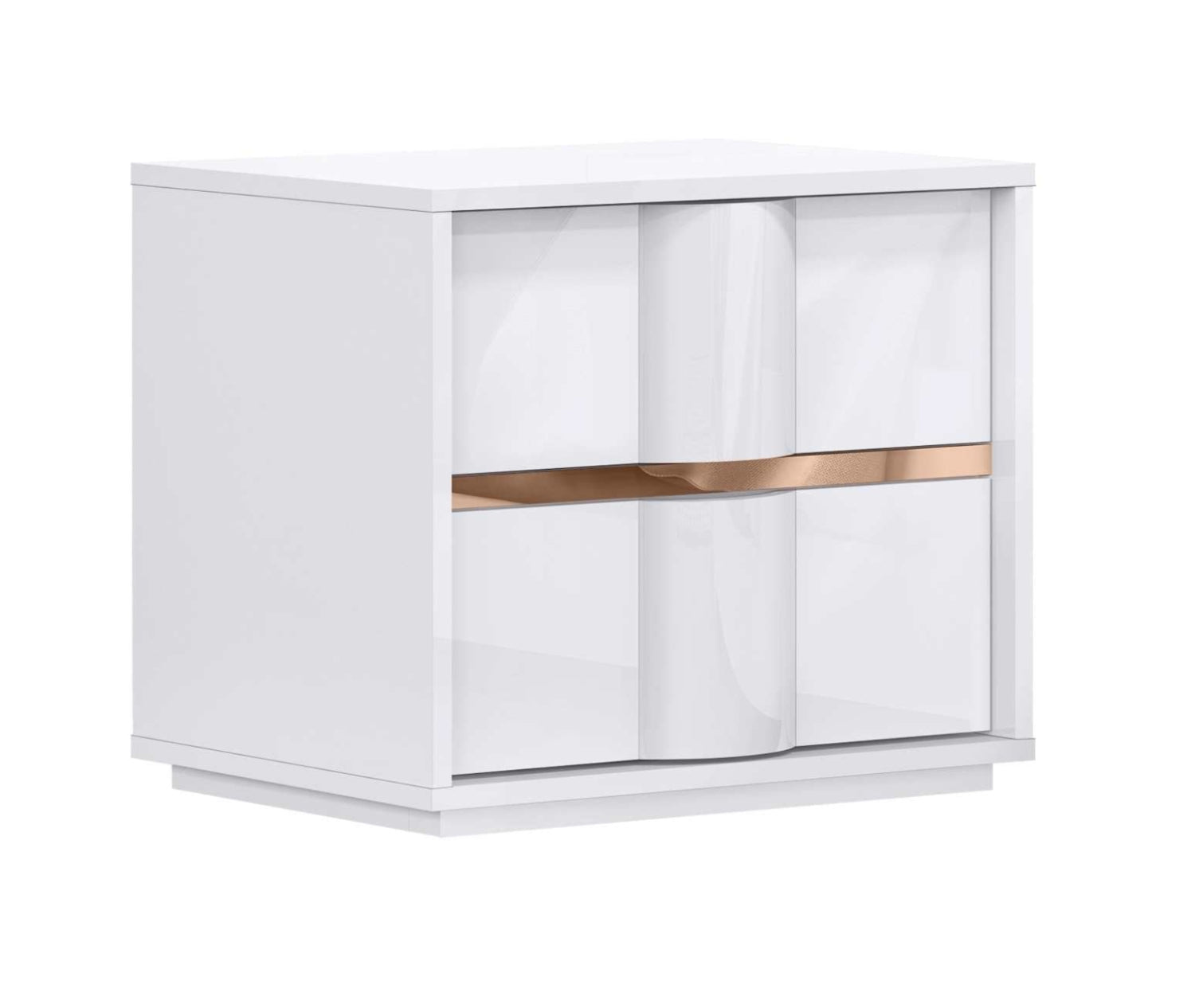 Munich White Lacquer Night Stand with Titanium Gold Accents 1711