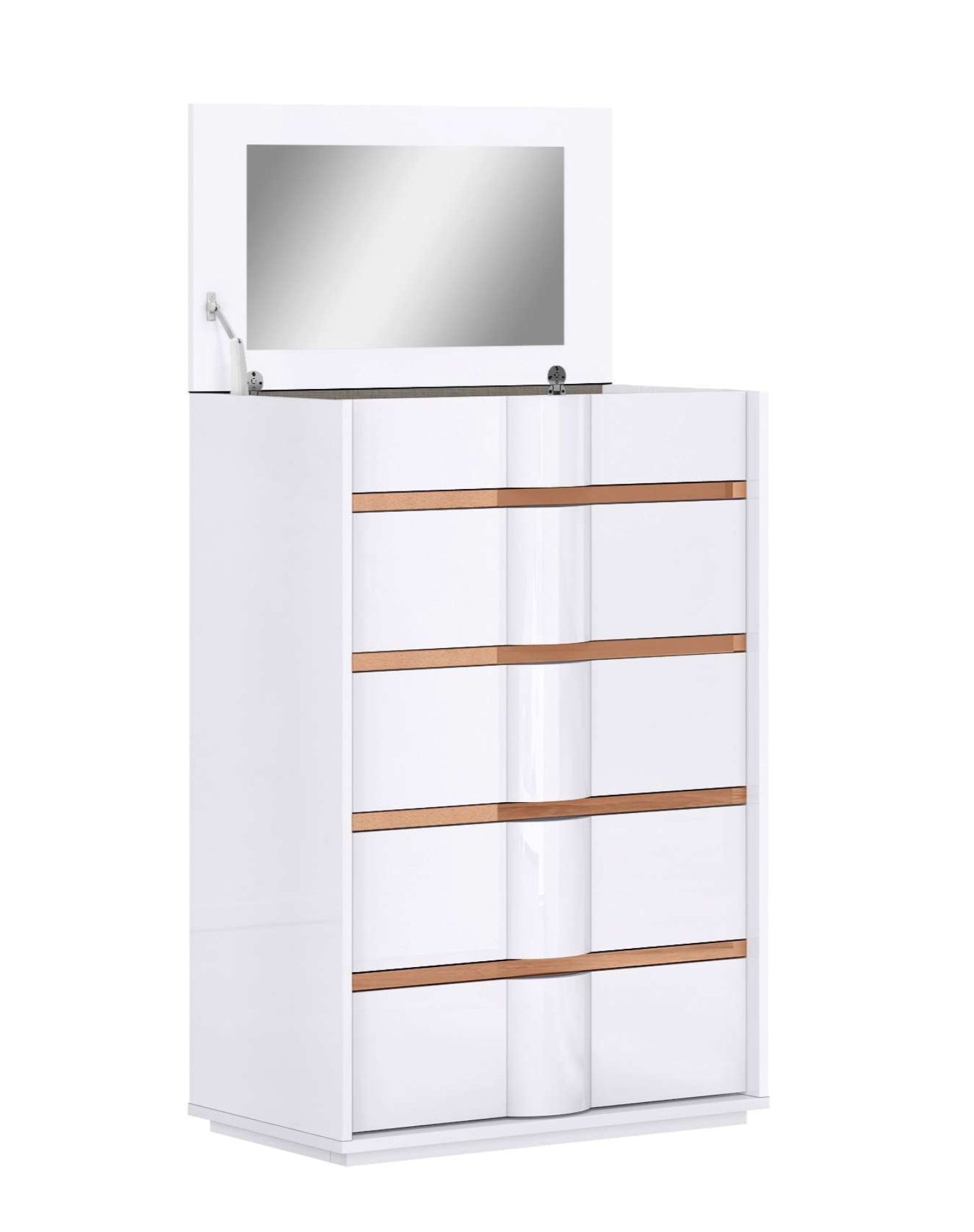 Munich White Lacquer Chest with Titanium Gold Accents B1711