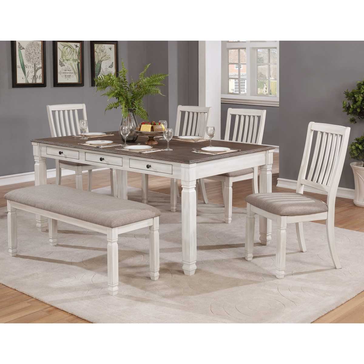Nesbitt Dining Table With 4 Chairs & Bench 7412 W-66