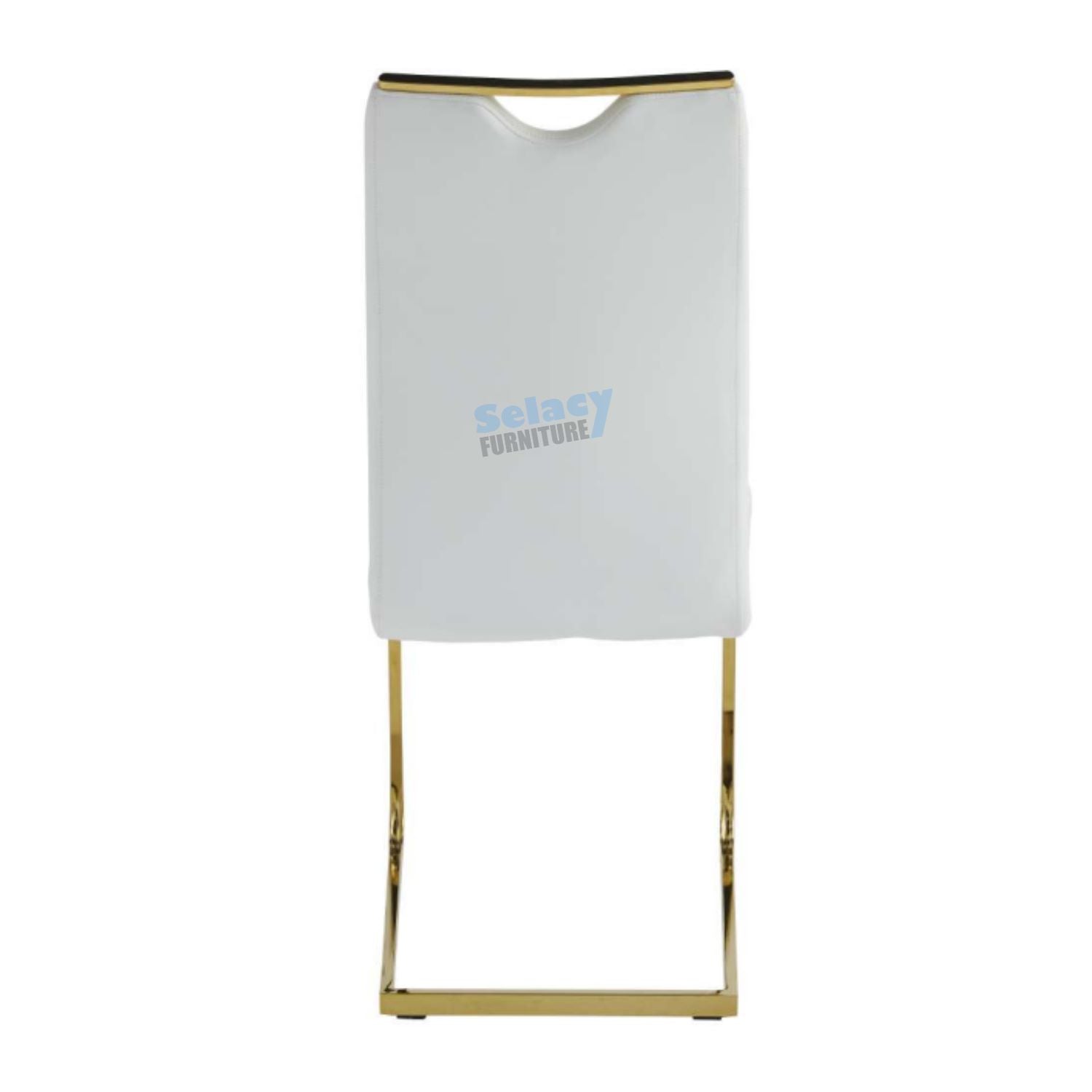 Norman White & Gold Extendable Ceramic 7PC Dining Set with White PU Chairs