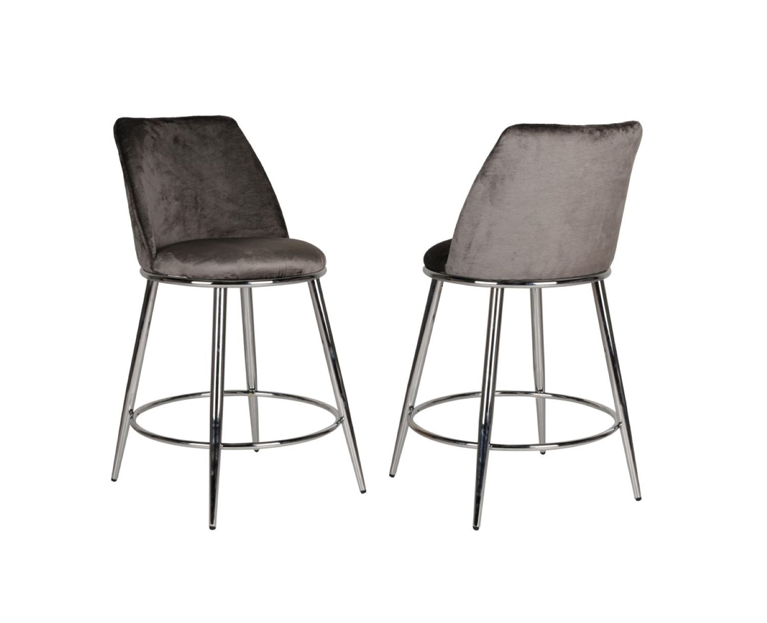 Nova Grey Counter Stool with Chrome Legs Set of 2 24512