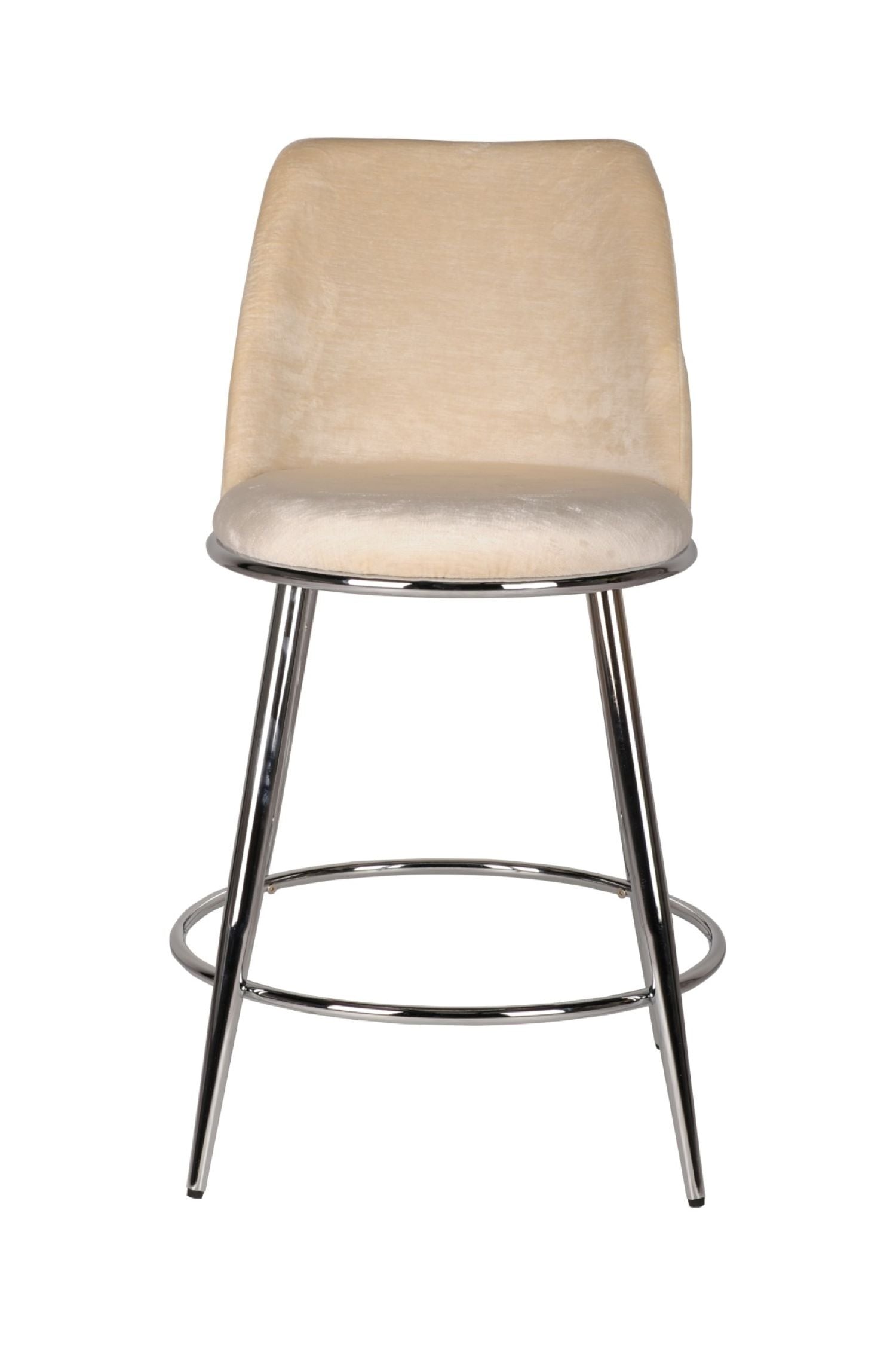 Nova Beige Counter Stool with Chrome Legs Set of 2 24511