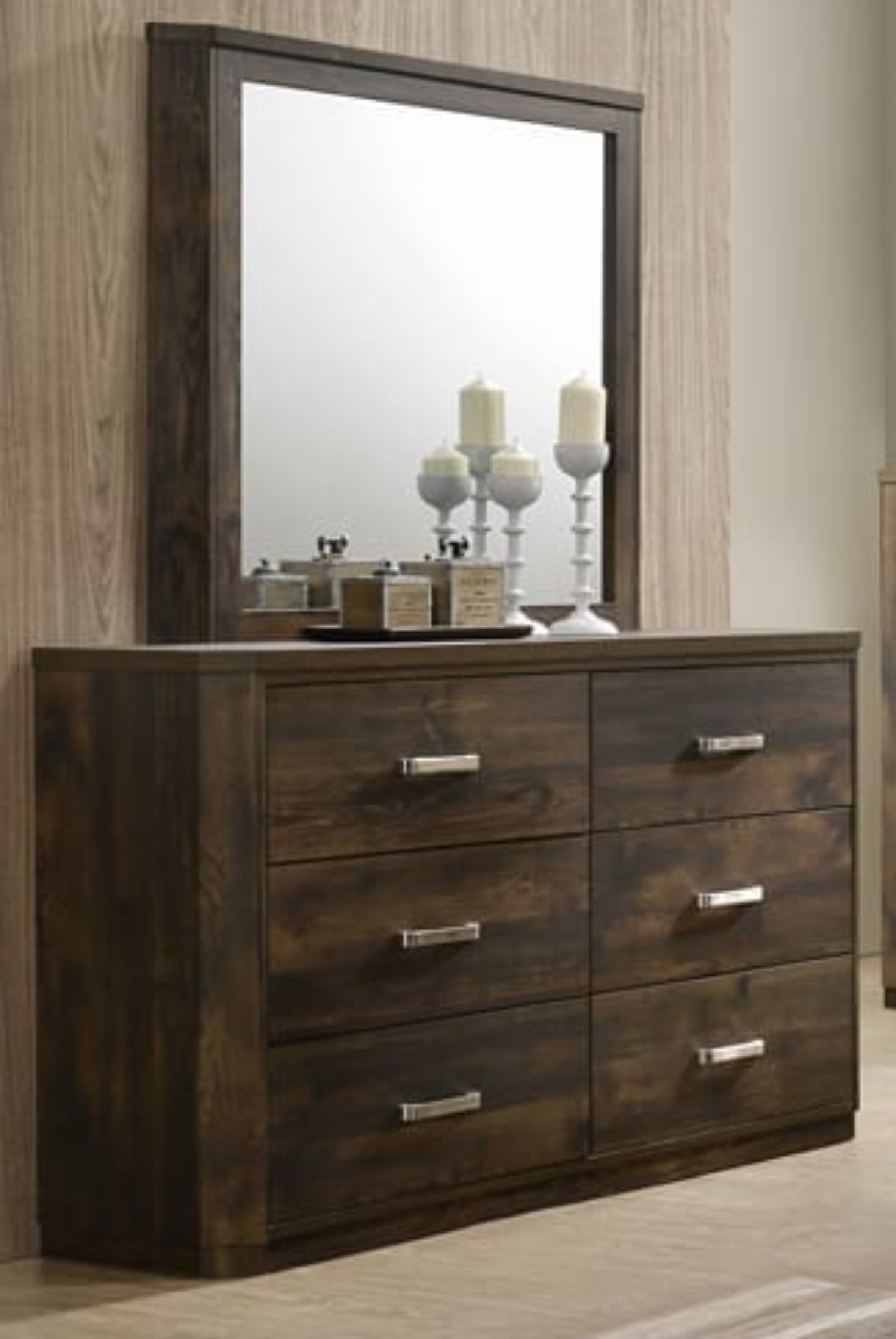 Walnut Dresser & Mirror