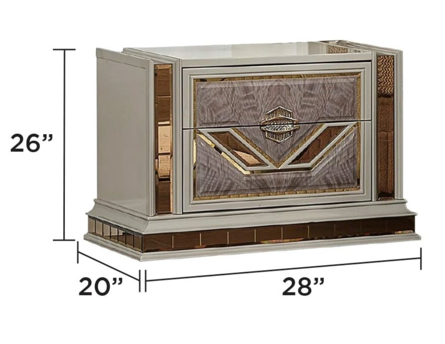 O'mari Beige Modern Bedroom Set with Gold Accent 1881