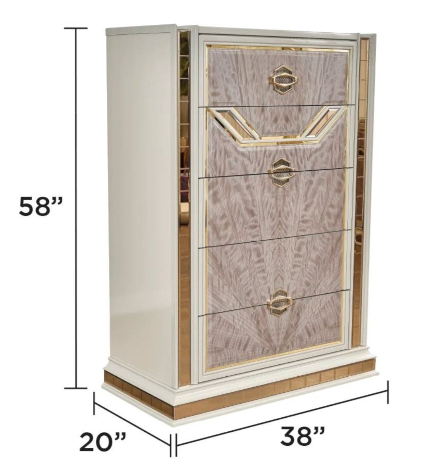 O'mari Beige Modern Bedroom Set with Gold Accent 1881