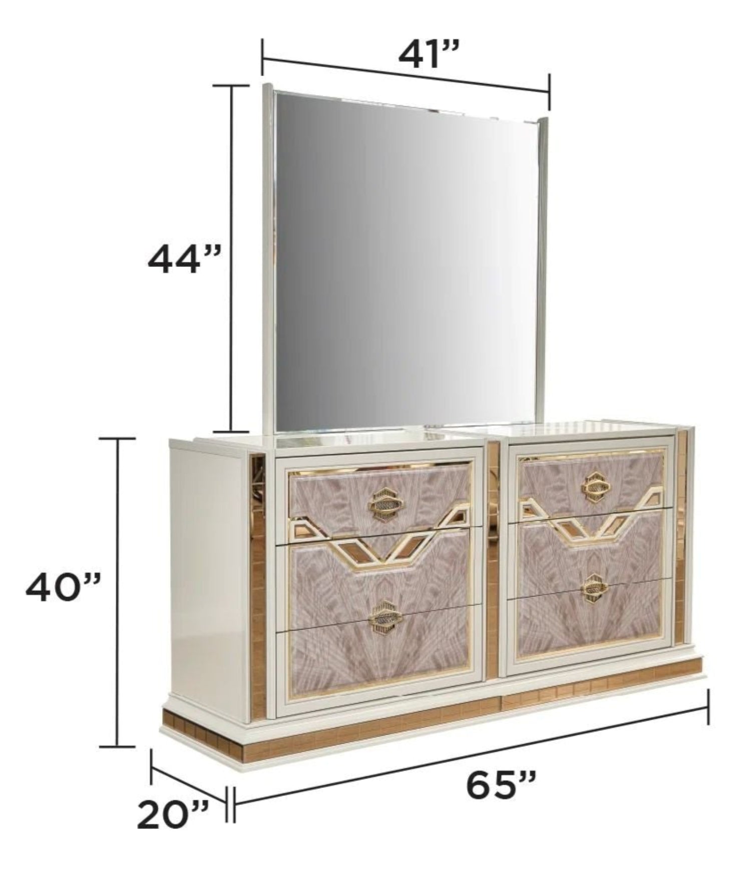 O'mari Beige Modern Bedroom Set with Gold Accent 1881